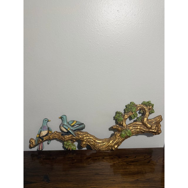 Vintage Gilt Branch With Birds Wall Sculpture For Sale - Image 4 of 8
