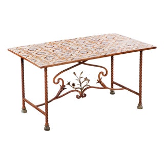 Spanish Iron and Tile-Top Table, Late 19th C. For Sale