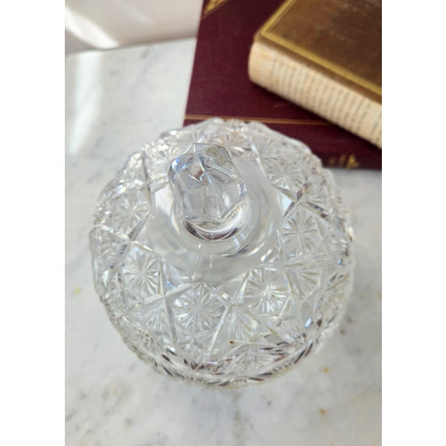Vintage Cut Lead Crystal Footed Covered Compote For Sale In New York - Image 6 of 16