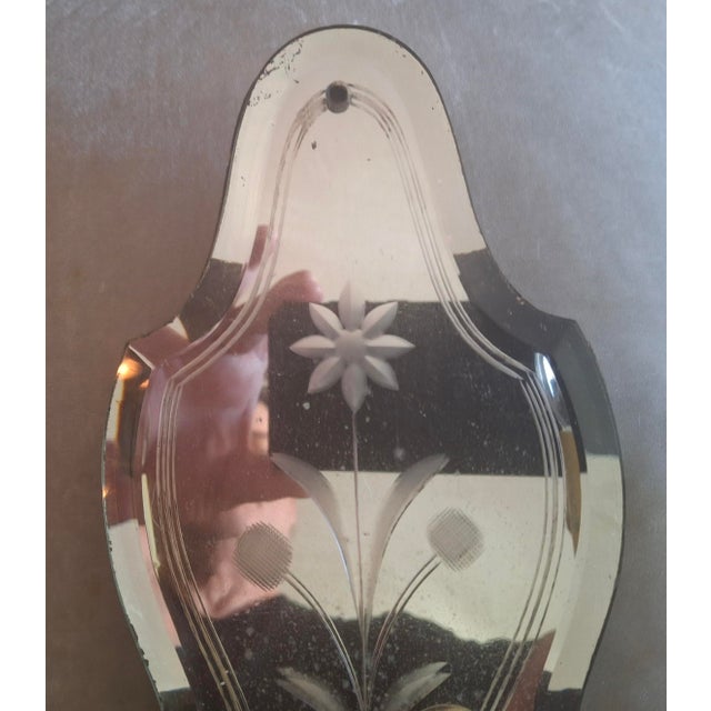 1940's Hollywood Regency Eglomise Floral Mirror Back W/ Bronze Wall Sconces a - Pair For Sale - Image 10 of 12