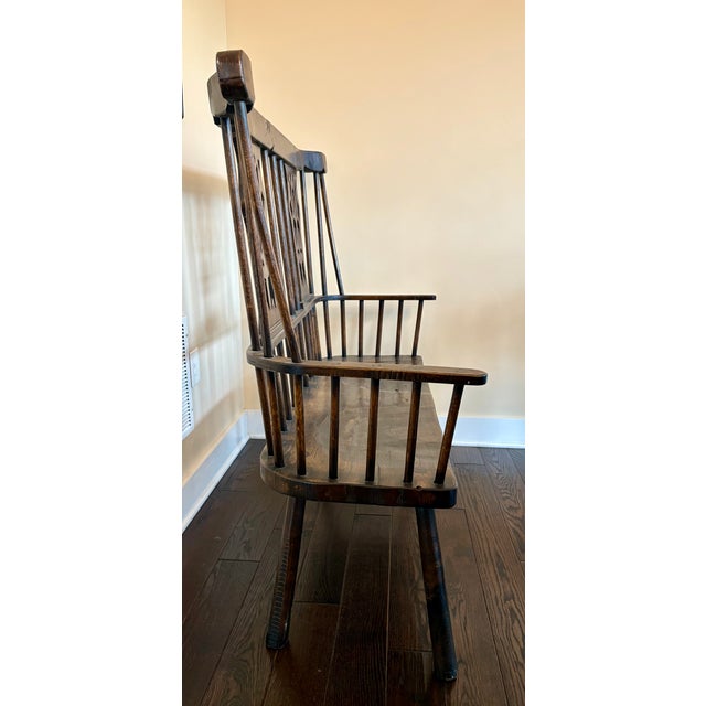 Beautiful hand-crafted stick back Windsor Bench. Likely Ash or Oak (reclaimed) wood. Purchased in 2000 in Suffolk county, UK.