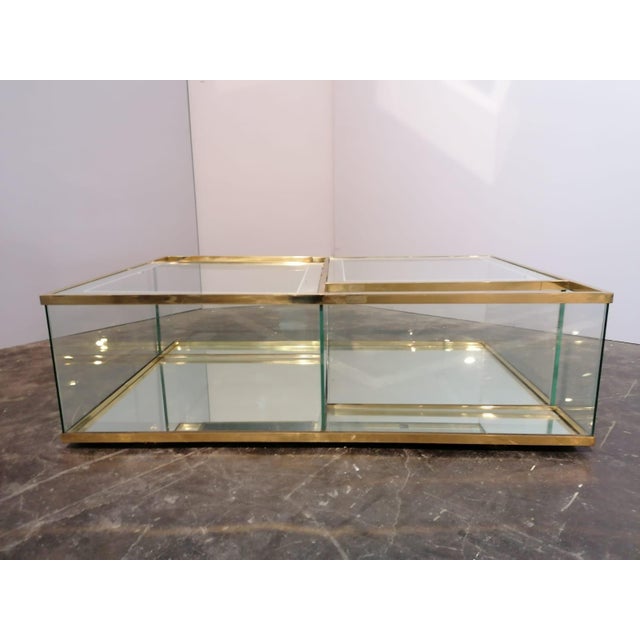 Vintage Italian Crystal Coffee Table with Brass Details For Sale - Image 9 of 11