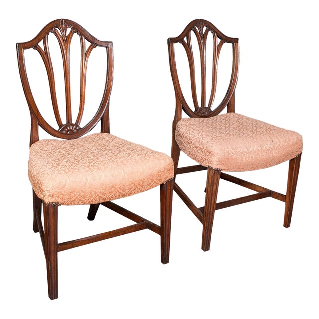 Pair of Antique Hepplewhite Side Chairs, English, Fruitwood, Hall Seat, Georgian For Sale