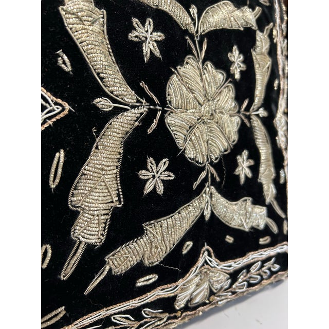 Victorian Vintage Metallic Embroidery Pillow For Sale - Image 3 of 6