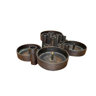 Vintage Brutalist German Metal Candleholder from Kunstschamiede Bergmeister, Ebersberg, 1970s For Sale