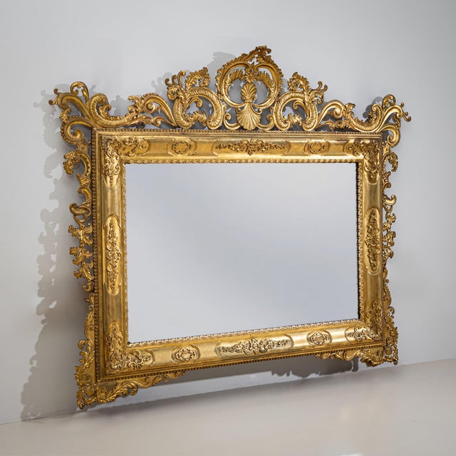 Baroque Large Florentine Baroque-Style Wall Mirror, Italy, 1800s For Sale - Image 3 of 8