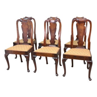 Antique Queen Anne Walnut Dining Chairs, 1710, Set of 6 For Sale