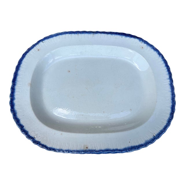 Antique Pearlware Blue Feather Edge Platter, Circa 1820’s For Sale