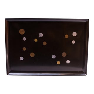 Mid-Century Black Resin Inlaid "Coin" Tray by Couroc For Sale