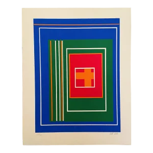 1970 "Blue Red Green Abstract" Signed and Numbered Silkscreen by Bill Dale