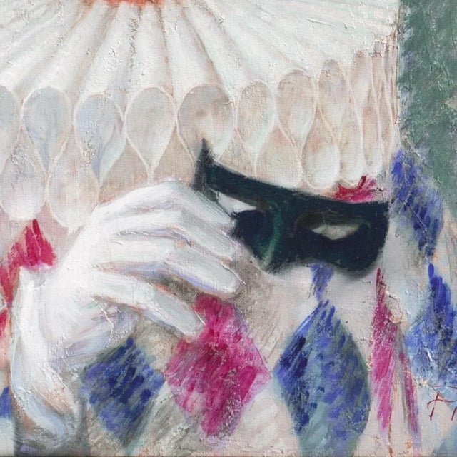 Figurative 'Young Pierrot' by Fiedler, Arlequino, Harlequin, Costume Party, Fancy Dress Ball For Sale - Image 3 of 7