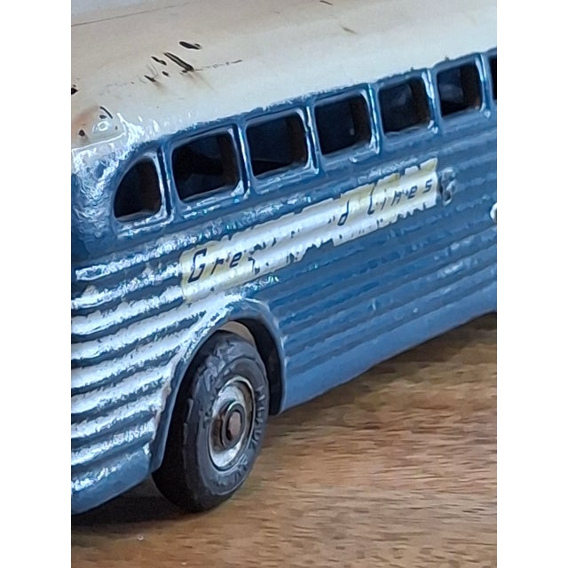Vintage Arcade Cast Iron Greyhound Bus 9" Toy 1930s Blue 438b All Original For Sale - Image 9 of 18