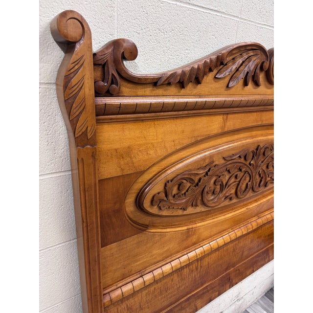 Antique Full Size Victorian Eastlake Carved Floral Acanthus Scrollwork Bed For Sale - Image 11 of 13