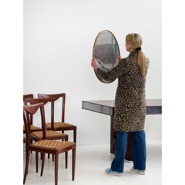 Oval Mirror with Brass Frame, 1970s For Sale - Image 3 of 4