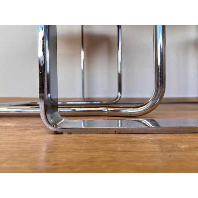 Brown Vintage Wooden and Chrome Dining Table and Chairs by Ladislav Vrátník, 1970s, Set of 3 For Sale - Image 8 of 12