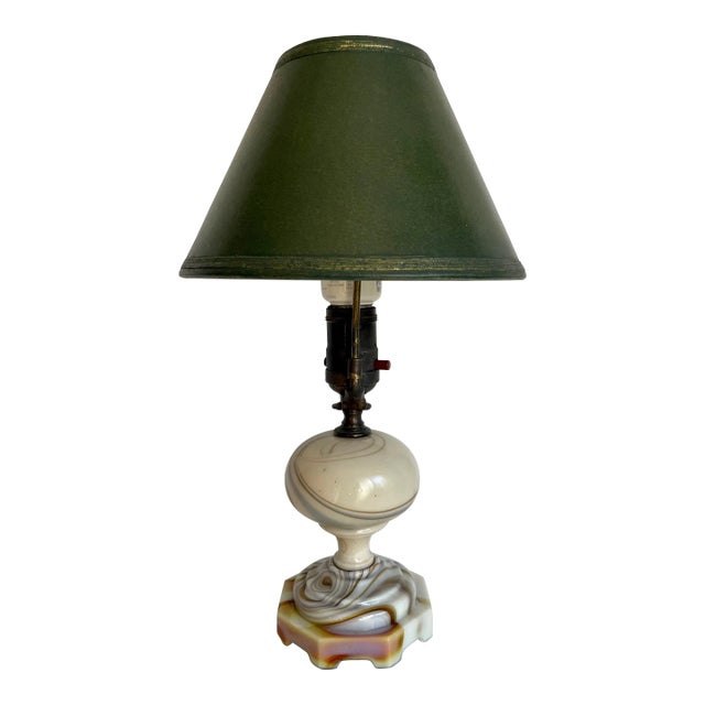 Art Deco Agate Swirl Art Glass Petite Task Desk Lamp For Sale