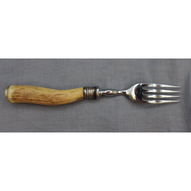 C. 1900 Wr Humphreys & Co Fish Service Set With Antler Handles in Case For Sale - Image 4 of 8