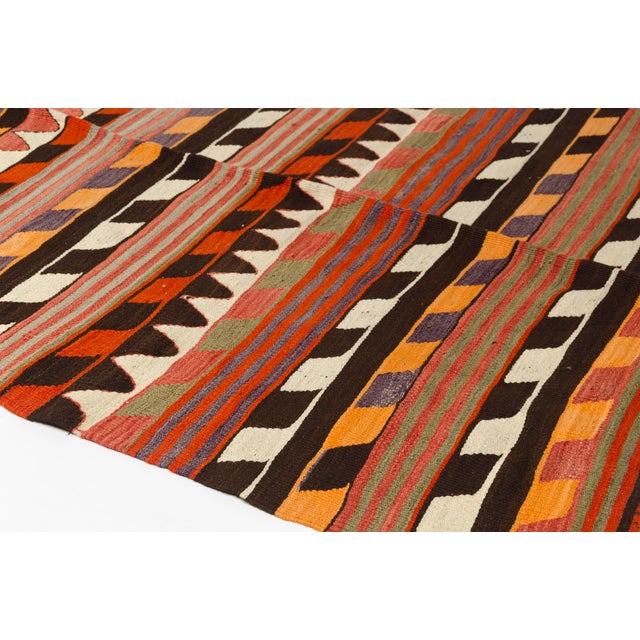 1950s Handwoven Sawtooth Striped Tribal Rug For Sale - Image 6 of 10