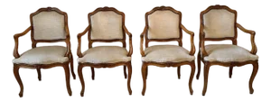 Vintage French Fauteuil Open Arm Chairs - Set of 4