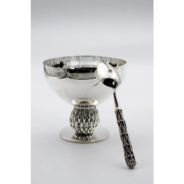 Metal Silver Bronze Olive Spoon and Small Table Centre by Richard Lauret, Set of 2 For Sale - Image 7 of 8
