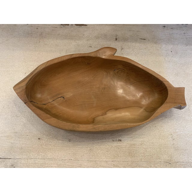 Brown Teak Fish Bowl For Sale - Image 8 of 9