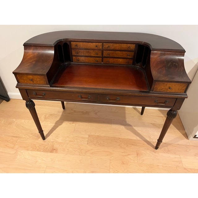 Carlton House Style Mahogany Writing Desk and Chair Early 1900s Colonial Manufacturing For Sale - Image 15 of 18