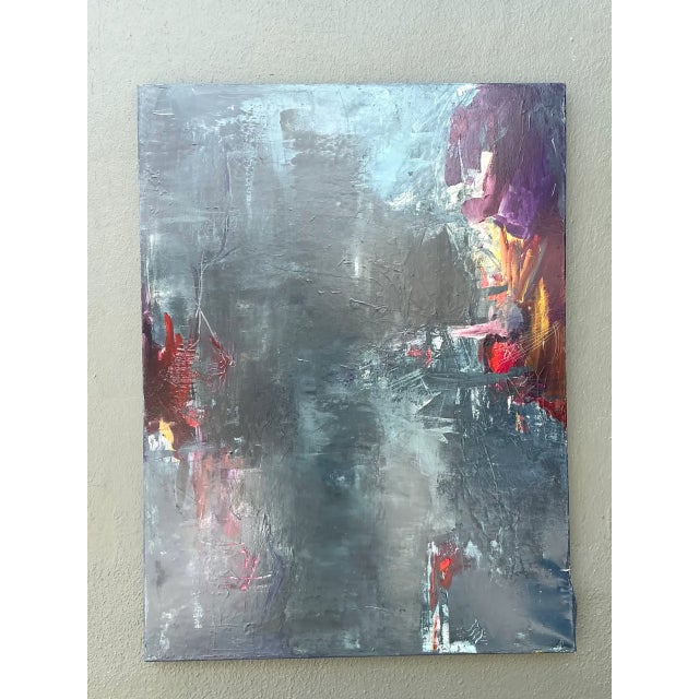 Mid-Century Modern Vintage Abstract Expressionist Oil Painting For Sale - Image 3 of 12