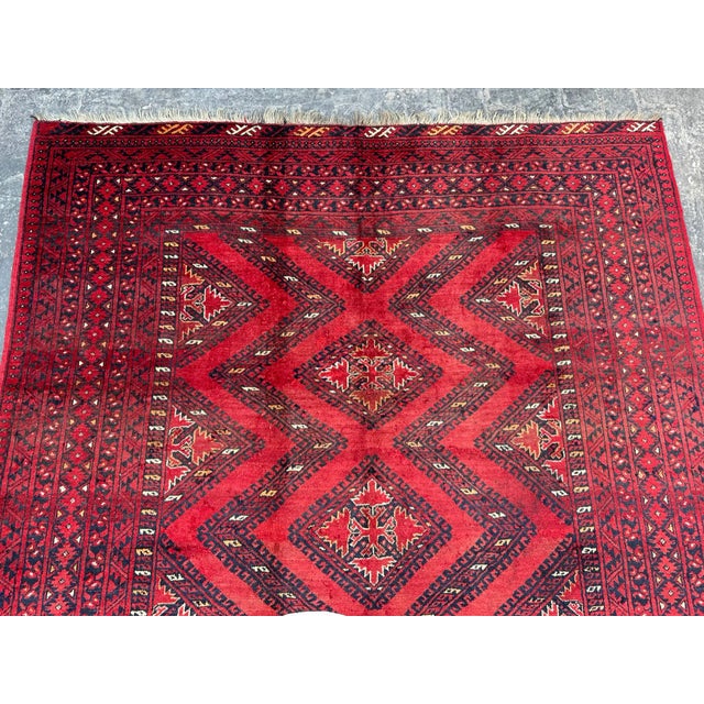 Hand Knotted Vintage Turkomen Qunduzi Rug For Sale - Image 6 of 8