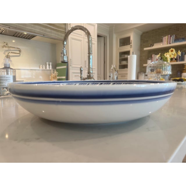 Coastal Portuguese Blue and White Ceramic Bowl For Sale - Image 3 of 6