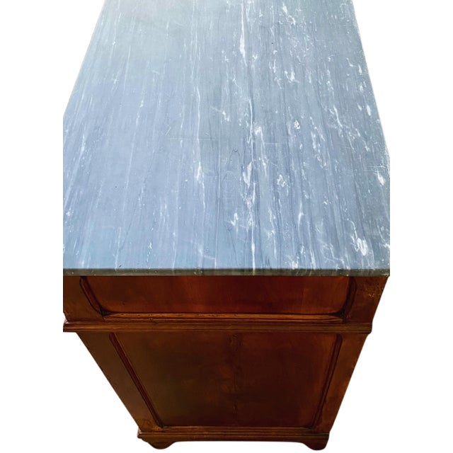 Wood English Navy Military Chest of Drawers with Marble Top, 1960s For Sale - Image 7 of 8