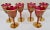 1920s Art Nouveau Austrian Ruby & 24k Gold Etched Wine Glasses and Decanter, Set of 7 For Sale - Image 5 of 10
