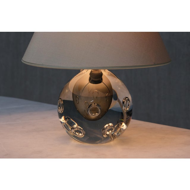 Gray Table Lamp in Bubble Glass and Silk by Gunnar Nylund for Strömbergshyttan, 1960s For Sale - Image 8 of 12