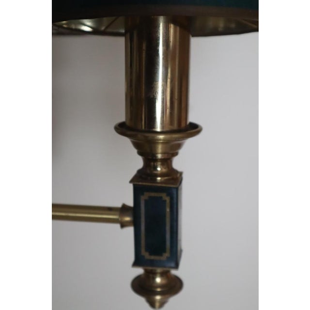 Empire Dark Green Leather and Brass Four-Arm Chandelier, France, 1960s For Sale - Image 16 of 18