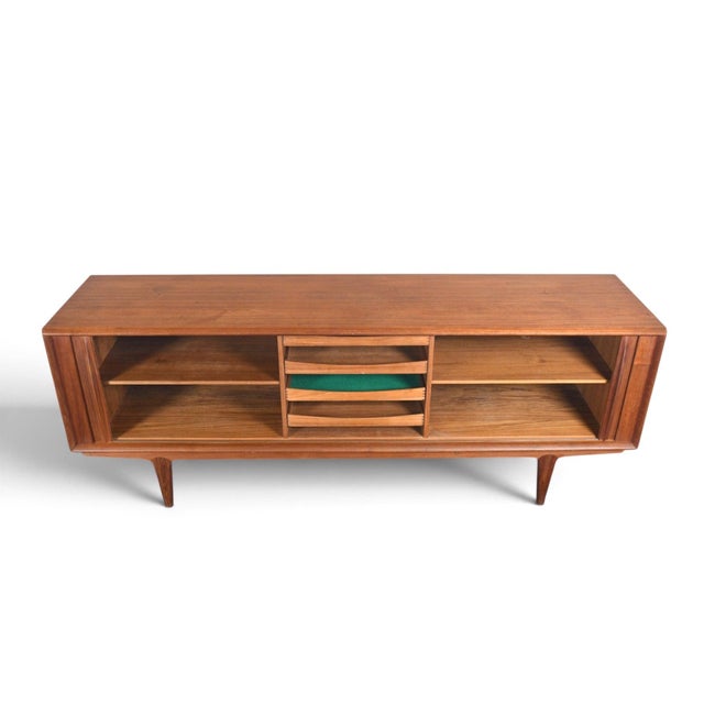 Mid 20th Century Mid 20th Century Bernhard Pedersen Teak Tambour Door Credenza, Attributed For Sale - Image 5 of 10