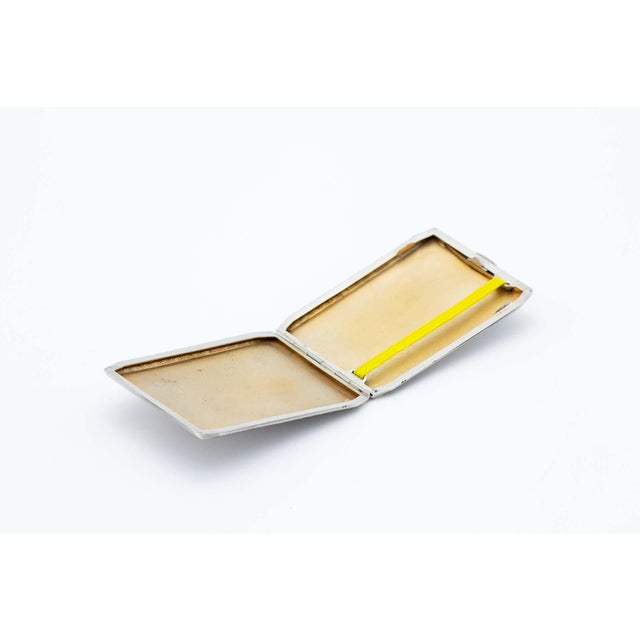 Brushed Silver Cigarette Case with Strips, in Very Good conditions. Designed 1920 to 1949 This piece has an attribution...