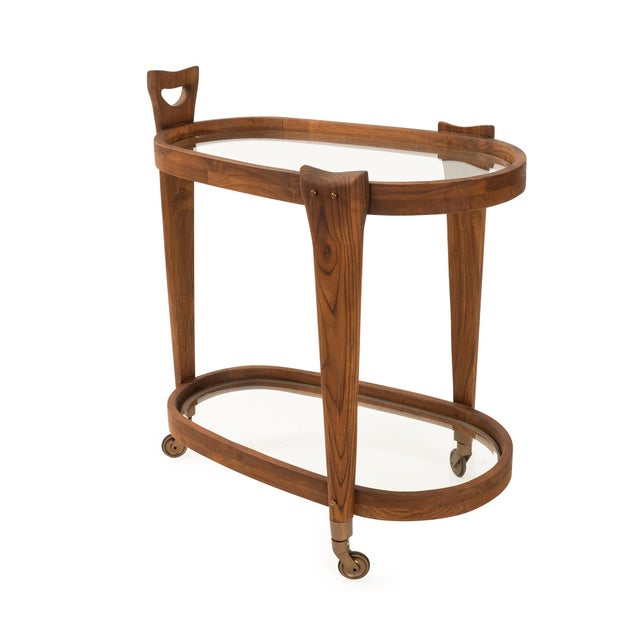 Contemporary Oval Entertainment Bar Cart For Sale - Image 3 of 9