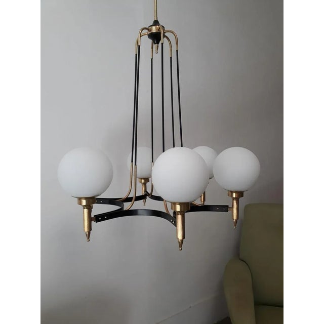 1960s Mid-Century Modern 6-Light Pendant Lamp from Stilnovo For Sale - Image 5 of 16