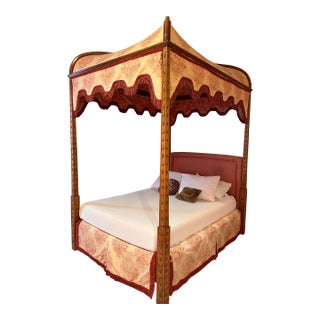 1990s Fine Quality Decorated Full Size Poster Canopy Bed For Sale