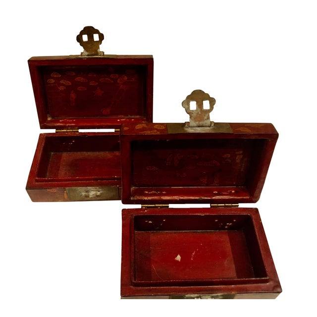 Wood Early 19th Century Chinese Boxes With Oriental Figures - a Pair For Sale - Image 7 of 8