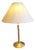 Vintage Table Lamp with Brass Base and Cream-White Fabric Shade, 1980s For Sale