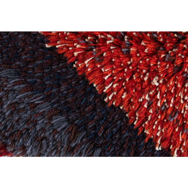 Vintage Swedish Rya Rug by Ritta Aaltonen Doris Leslie Blau Collection Size: 2'4" × 3'0" (71 × 91 cm) This striking...