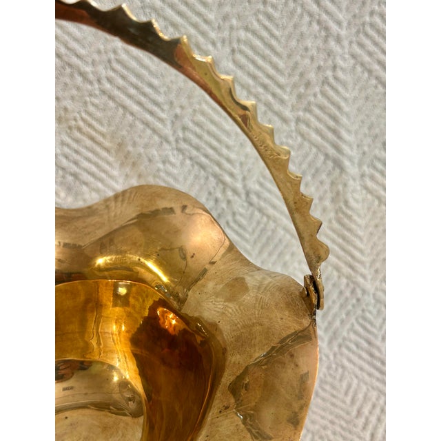 1970’s Solid Brass Fluted Basket With Handle For Sale In New Orleans - Image 6 of 10