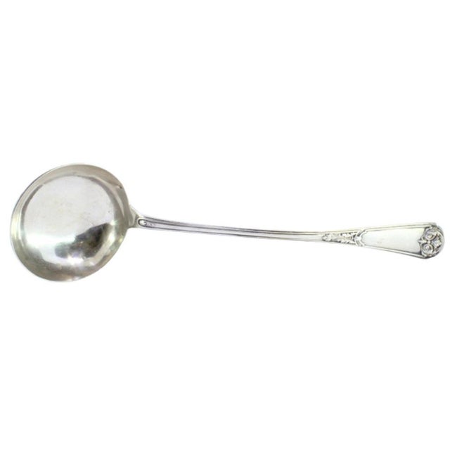 Silver Silver Soup Ladle with Frieze, Handle Reliefs and Monogram Card For Sale - Image 8 of 8