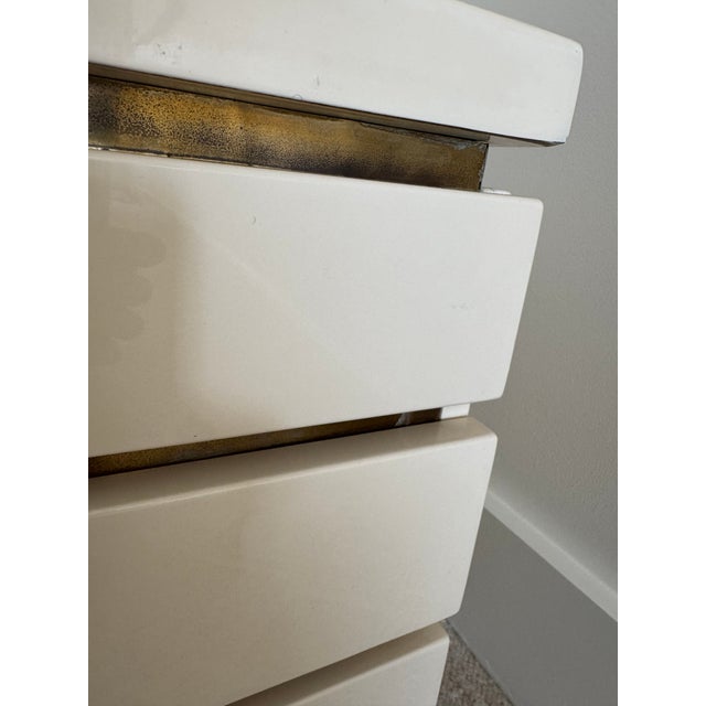 1970s Pair of Vintage Modern Lacquer & Brass 3-Drawer Night Tables by J.C. Mahey, France For Sale - Image 5 of 11