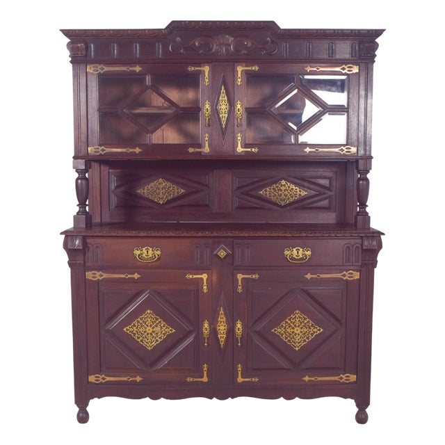 Antique Dutch Cabinet with Brass Fittings, 1800s For Sale