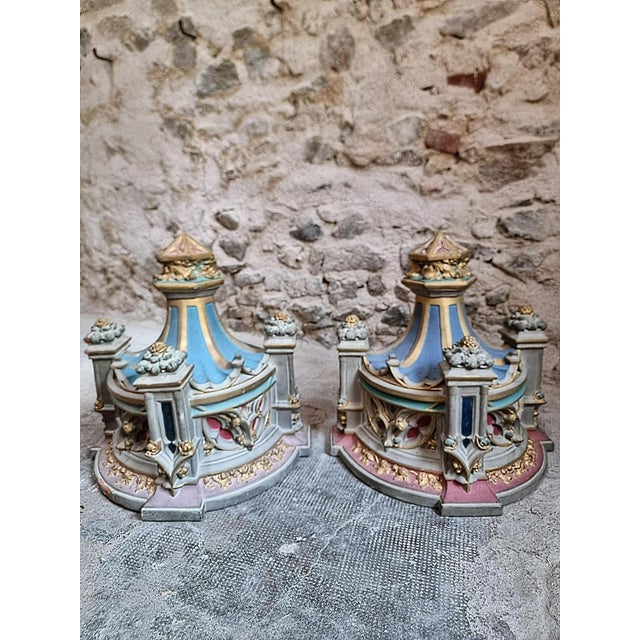 Neo-Gothic Architectural Church Elements in Polychrome Terracotta, France, 19th Century, Set of 2 For Sale - Image 12 of 18