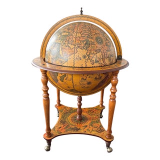 Mid-Century Wood Bar Globe For Sale