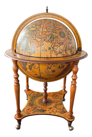 Mid-Century Wood Bar Globe