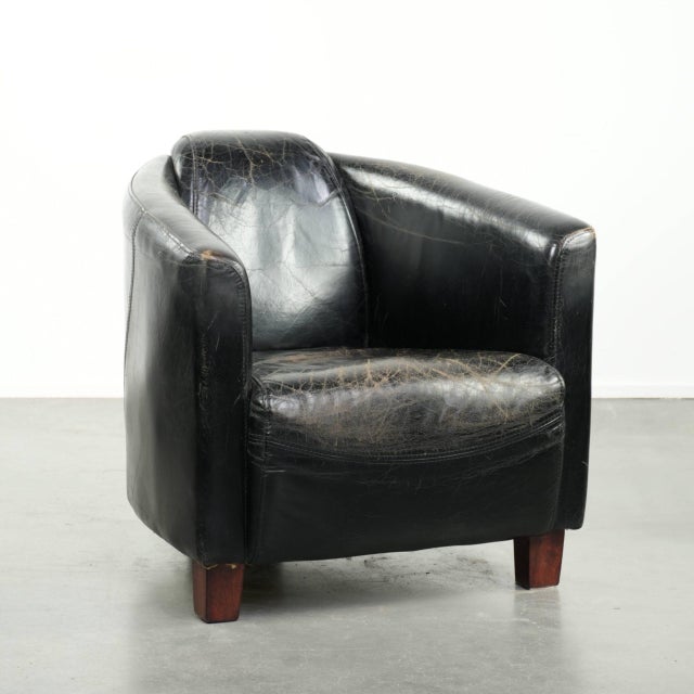 Vintage Black Cowhide Aviator Lounge Chair For Sale - Image 13 of 13