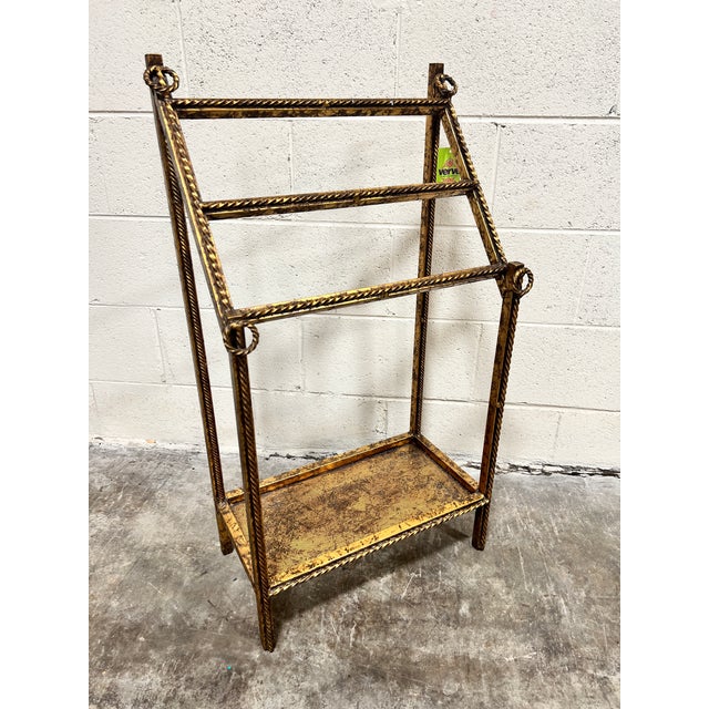 1970s Hollywood Regency Gold Gilt Iron Towel Rack For Sale - Image 5 of 5
